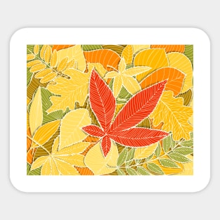 Autumn illustration with colorful fallen leaves Sticker